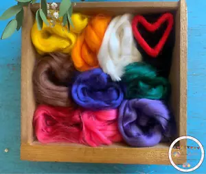 Paquete mixto de fibras de bambú teñidas Heidifeathers® - 10 colores - como seda, fieltro - Imagen 1 de 12