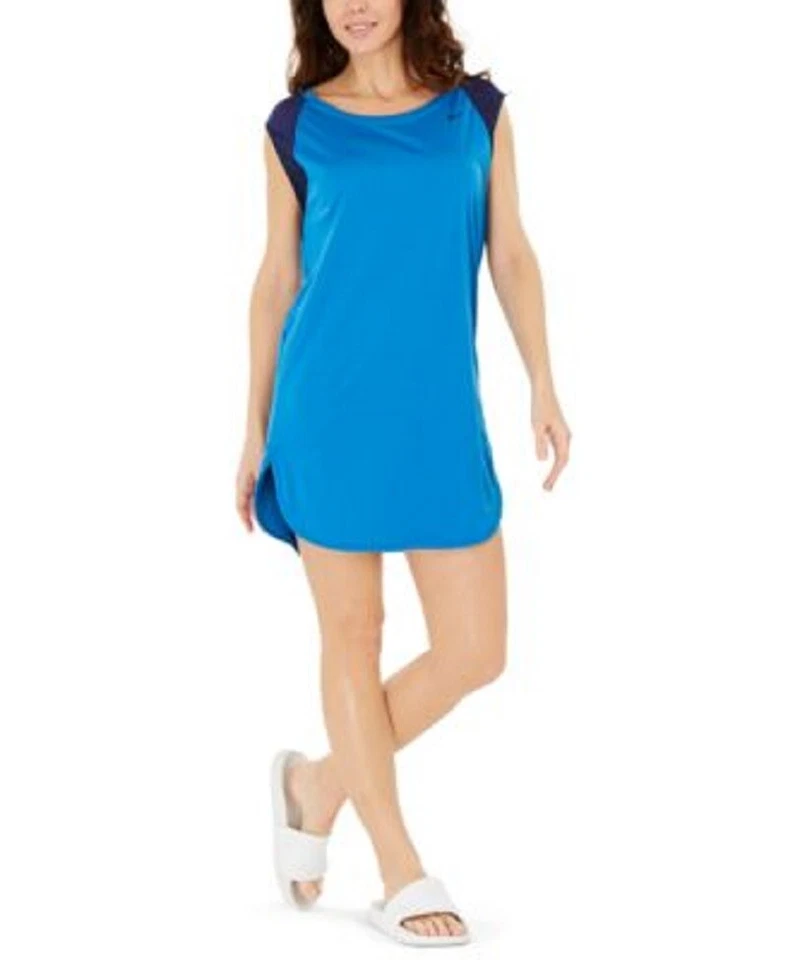 Nike Solid Sleeveless Cover-Up Dress Color Battle Blue Size M Style NESSA381DS