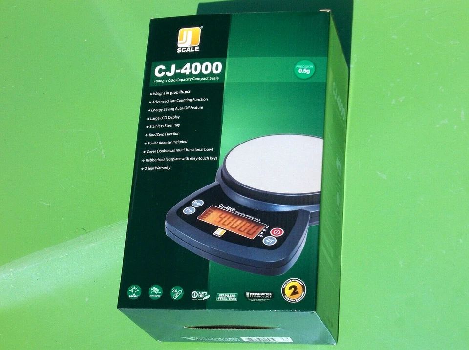 Jennings Cj4000 Compact Digital Weigh Scale 4000g X 0.5g Pcs JScale Black AC AD