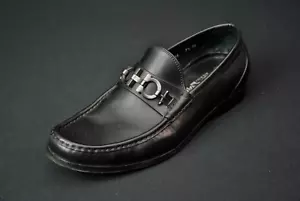 Salvatore Ferragamo Black Leather Horsebit Loafers Shoes Men's Size 7.5 2E 80824 - Picture 1 of 8