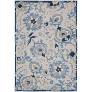 10' X 13' Blue And Grey Toile Non Skid Indoor Outdoor Area Rug - Picture 1 of 1