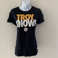 Nike Women's Black Slim Fit T-shirt Troy Knows Pittsburgh Steelers NFL Football