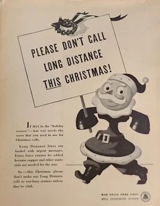 Sistema telefónico campana revista anuncio impreso anuncio 1942 Navidad arte pared decoración - Imagen 1 de 1