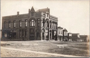 Vintage 1910s KINGSLEY, Iowa RPPC Postcard Main Street / Downtown / DABBS Photo - Bild 1 von 2