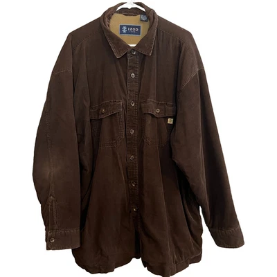 Chaqueta de Camionero Izod Jeans Marrón Oscuro Pana Para Hombre Forrada de Vellón Talla XXL Foto 1 de 4