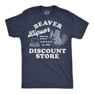 Lustige Herren-T-Shirts Biber Schnaps Discounter sarkastisch Erwachsene Witz Grafik - Bild 1 von 7