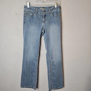 Ann Taylor Jeans Womens 4 P Petites Slim Fit Low Rise Blue Denim Straight Leg - Picture 1 of 9