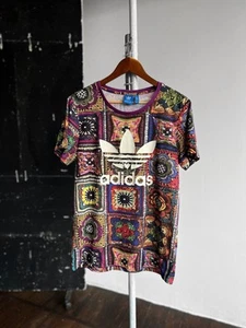 Adidas Originals Full Printed Short Sleeve Crew Neck T-Shirt Big Logo Size - M - Picture 1 of 7