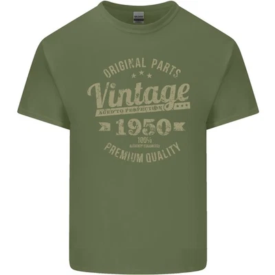 Vintage Año 75th Cumpleaños 1950 Hombre Luz Camiseta Algodón Verde Militar - Imagen 1 de 2