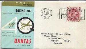AUSTRALIA 40th ANNIV OF QANTAS TYPED COVER WITH 5/- RED MY REF 4636 - Picture 1 of 2