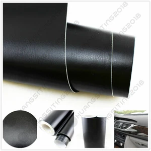 24"x 60" Black Car Interior 3D Imitation Leather Texture Dashboard Vinyl Sticker - Foto 1 di 4