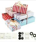 Gift Wrapping Paper 6x Sheets  70x50cm Recyclable ribbons stickers cards