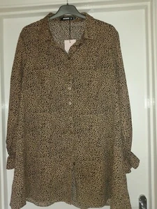 Missguided Frill Cuff Shirt Dress Dalmatian Print Size 16 - Picture 1 of 2
