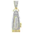 10K Yellow Gold Over Diamond Barber Shop Trimmer Pendant 1.80" Pave Charm 2 CT.