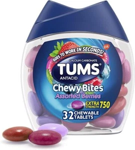 Antiácido para picaduras masticables TUMS - 32 comprimidos | Alivio rápido de la acidez estomacal - Imagen 1 de 2