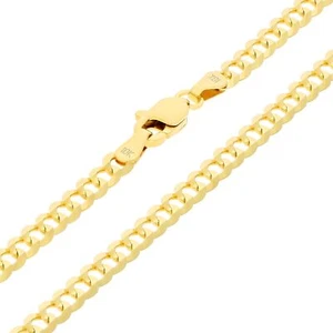 Solid 10K Yellow Gold 4mm Cuban Curb Chain Link Mens Necklace Italian Made 22" - Picture 1 of 10