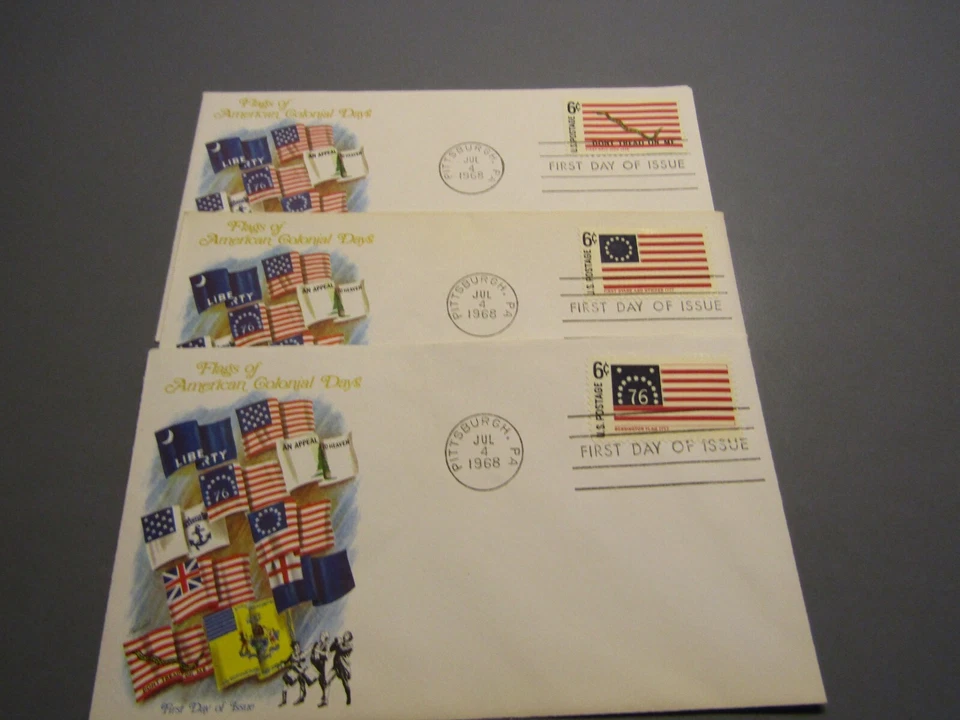 Lot of 3 Commemorative First Day Issue Flags Of American Colonial days - Image 1 of 4