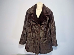 Women's Brown Faux Fur Winter Jacket Coat By Emba Furriers Size 13 Button down - Picture 1 of 7