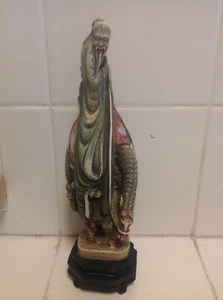 Vintage seltene Kangxi Mark Harz Figur reitet auf einem Pferd 8" groß  - Bild 1 von 12