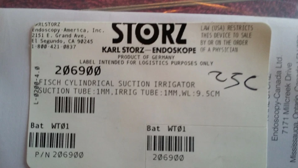 206900 Karl Storz Fisch Cylindrical Suction Irrigator Tube