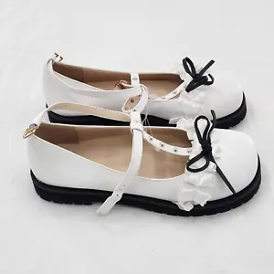 Womens Faux Leather Lolita Bow Buckle Cosplay Shoes Size US 8 - Picture 1 of 7