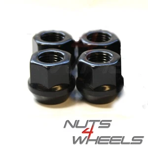4 x Black Open End Wheel Nuts M12x1.5 60 degree taper - Picture 1 of 3