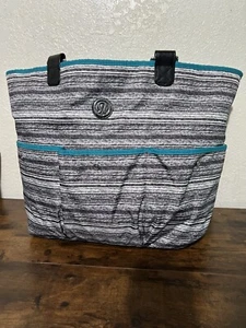 Lululemon Tote Diaper Bag Aqua Black/White Reversible XL ALL LOGO Multi Pockets - Picture 1 of 13