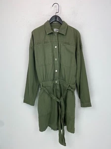 New Look Khaki Plain Shirt Playsuit Long Sleeve Belted UK 12 NEW - Picture 1 of 15