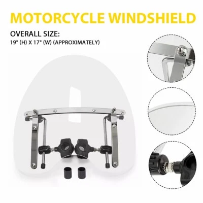 7/8" Windshield Windscreen For Kawasaki Vulcan VN500 750 800 900 1500 1600 2000 - Image 1 of 4