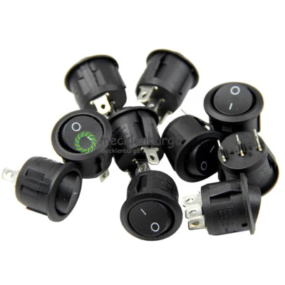 5Stks Mini 3 Pin Round Black SPDT ON-OFF Rocker Switch Snap-in