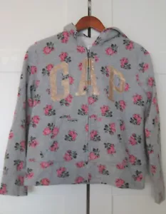 GAP KIDS: FLEECE HOODIE / FLORAL PRINT / GLITZER LOGO SHERPA GEFÜTTERT - XXL 14/16 - Bild 1 von 7