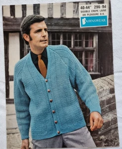 Bairnswear Knitting Pattern 296 - Mens V-Neck Cardigan - VGC - Picture 1 of 2