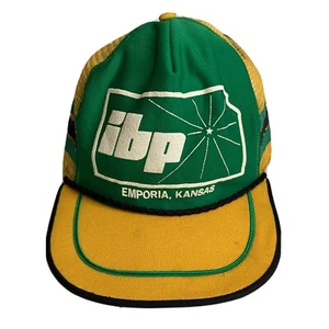 Vintage IBP Iowa Beef Processing 3 three Stripe Snapback Trucker Hat Cap USA K - Picture 1 of 11