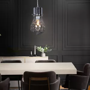 Hängelampe Pendelleuchte Pendellampe Glas Glühbirne Drahtgeflecht Flurleuchte - Bild 1 von 9