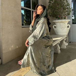 Dubai Women Muslim Open Abaya Cardigan Turkey Kaftan Ramadan Long Robes Gown New - Foto 1 di 29