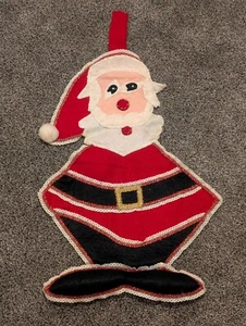 Vintage 70er Jahre Bucilla? Weihnachtsmann fertig Filz Pailletten Wandbehang Weihnachten 22"L - Bild 1 von 4