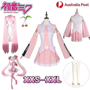 Hatsune Miku Vocaloid Hatsune Cosplay Costume Pink Outfits Wig Suit Dress Party - Picture 1 of 15