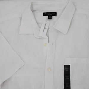 NWT Banana republic shirt men's 2XL linen cotton short sleeve slim fit white - Picture 1 of 13