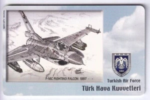 ASIE  TELECARTE / PHONECARD .. TURQUIE 100U AVION ARMEE FALCON 1987 CHIP/PUCE - Picture 1 of 1