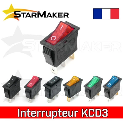 KCD3 230V 10A 2 or 3 Position Recessed Indicator Rocker Switch - Image 1 of 4