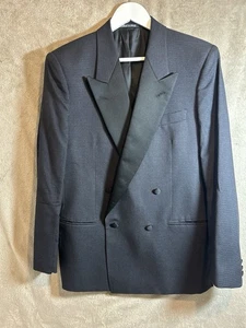 Italienischer Vintage Zweireiher Smoking Blazer 55% Wolle 45% Seide - Bild 1 von 13