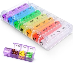 Alyvisun Medical Weekly Pill Box Organiser Reminder for Medicines & Supplements - Picture 1 of 15