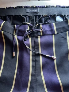 Marks And Spencer autograph Silky Stripe Trouser Size 16 Short Purple & Black - Picture 1 of 15