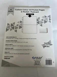 Prism platinum custom colour white dream a5 pocket pages 2 pocket postcard - Picture 1 of 2