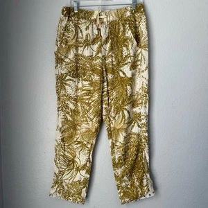 Pantalón PILCRO Anthropologie Lino Surf The Cottage Preppy Verde Floral Mediano - Imagen 1 de 14