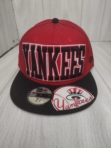 New York Yankees rot schwarz New Era 59 Größe 7 1/4 MLB Baseball Cap Mütze - Bild 1 von 8