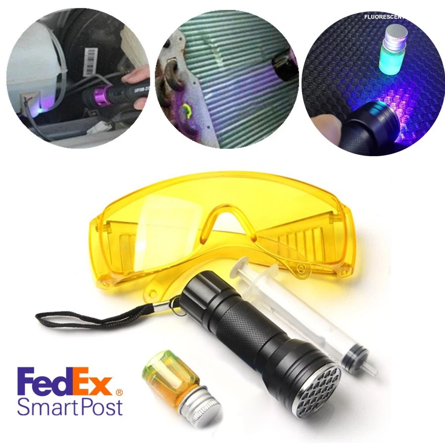 Car A/C Cooling System Test Kit UV Leak Detector Oil w/ Tester Light Glasses USA - Image 1 of 4