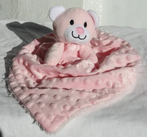 Manta de seguridad Little Beginnings Pink Bear Minky Dots Baby Lovey - Imagen 1 de 9