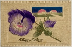 Embossed Flower Postcard A Happy Birthday Raised Floral Germany Series No 2305 - Picture 1 of 5