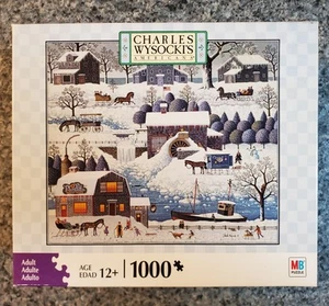 HTF Charles Wysocki PLUMBELLY'S PLAYGROUND 1000 piece puzzle winter COMPLETE - Picture 1 of 6